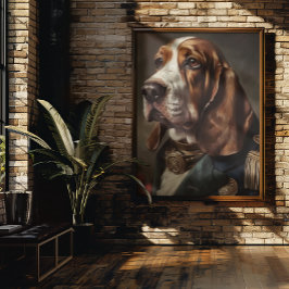 Basset Hound iklädd Napoleon-kostym Poster