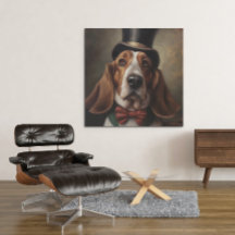 Basset Hound iklädd topp och röd fluga