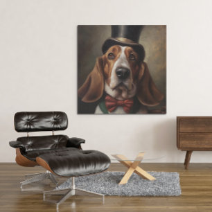 Basset Hound iklädd topp och röd fluga Poster