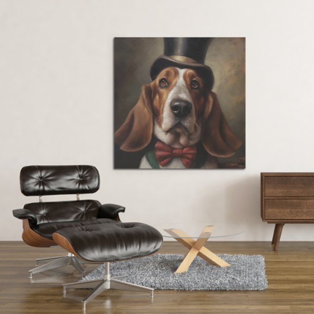 Basset Hound iklädd topp och röd fluga Poster (Skapare uppladdad)