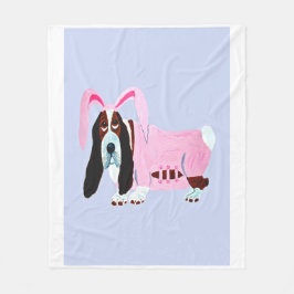 Basset Hound in bunny costume Fleecefilt