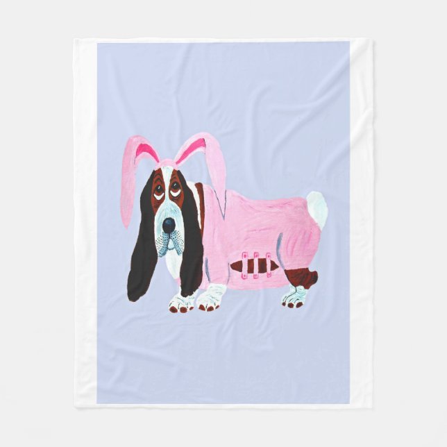 Basset Hound in bunny costume Fleecefilt (Framsidan)