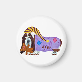 Basset Hound in PJs with teddy bear Magnet