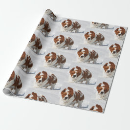 Basset Hound in Snö Wrapping Papper Presentpapper