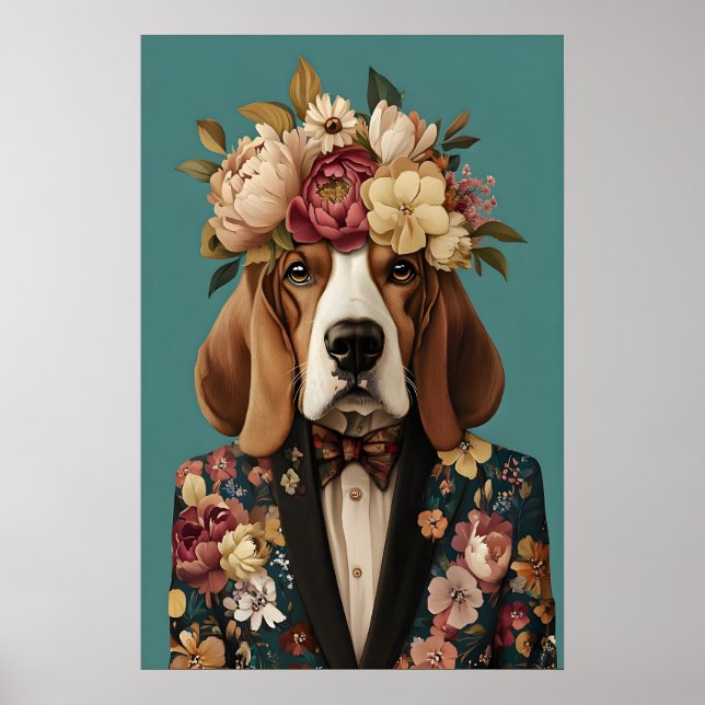 Basset Hound In Suit Poster, Basset Hound Poster (Framsidan)