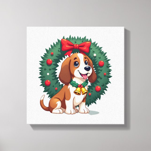 Basset Hound Jingle Bell Canvastryck (Framsida)
