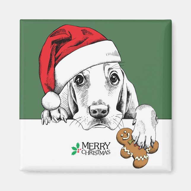 Basset Hound jul Cookie Magnet (Framsidan)