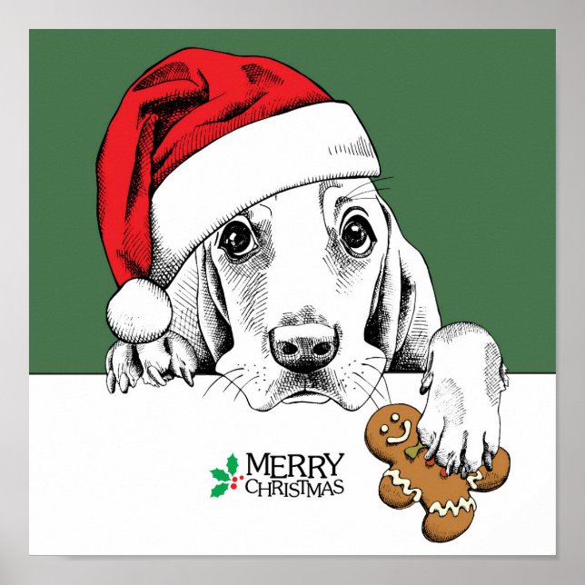 Basset Hound jul Cookie Poster (Framsidan)