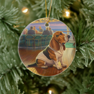 Basset Hound-jul Cruise: Pawsome Helgdag Julgransprydnad Keramik