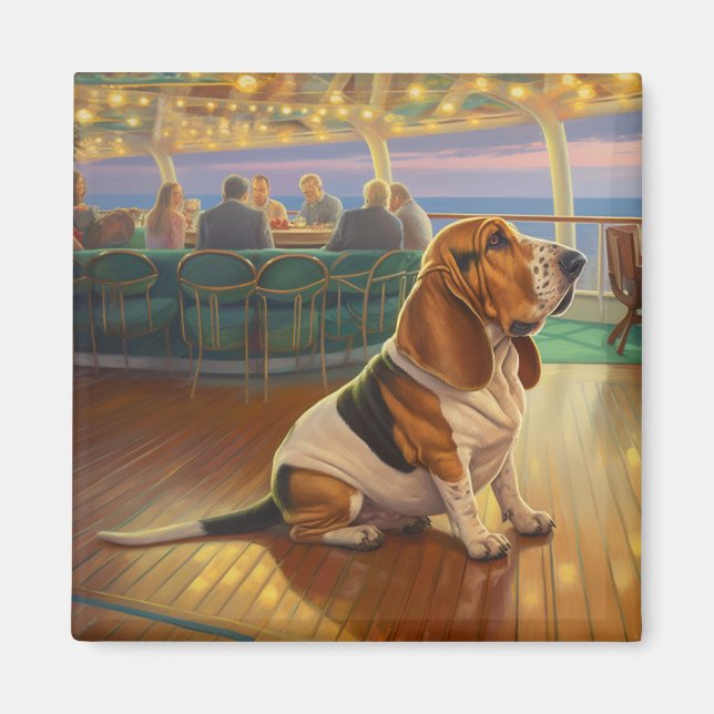Basset Hound-jul Cruise: Pawsome Helgdag Magnet (Framsidan)