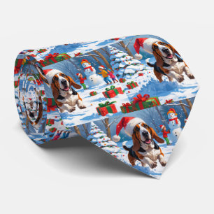 Basset Hound Jul Festiv Snö Scen Slips