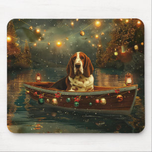 Basset Hound Jul Festlig resa Musmatta