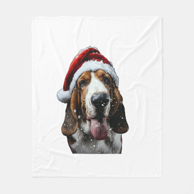 Basset Hound jul Fleecefilt (Framsidan)