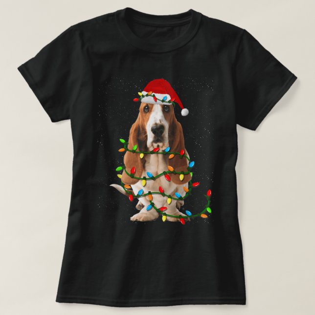 Basset Hound Jul Funny Basset Hound Hund Kärlek T Shirt (Design framsida)