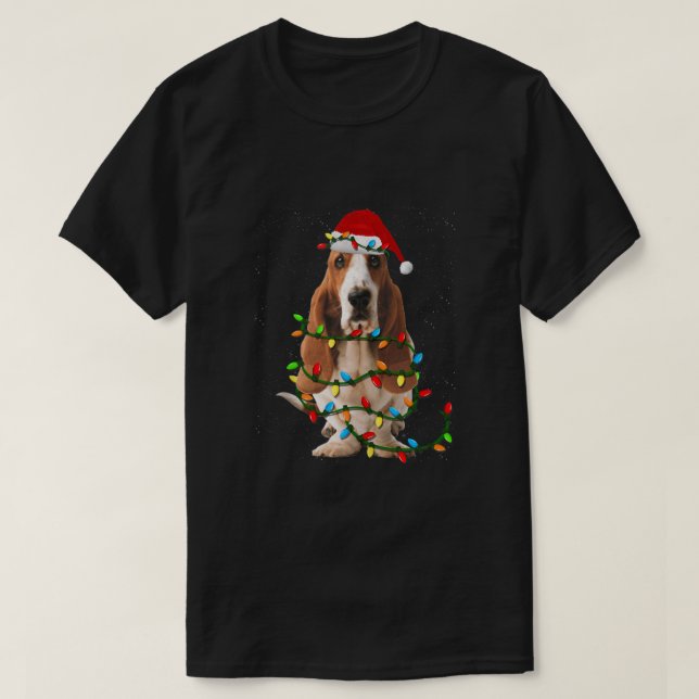 Basset Hound Jul Funny Basset Hound Hund Kärlek T Shirt (Design framsida)