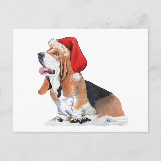 Basset Hound jul Helg Vykort (Framsida)