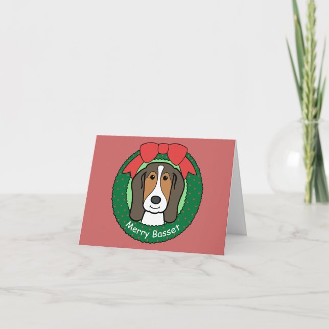 Basset Hound jul Helgkort (Framsida)