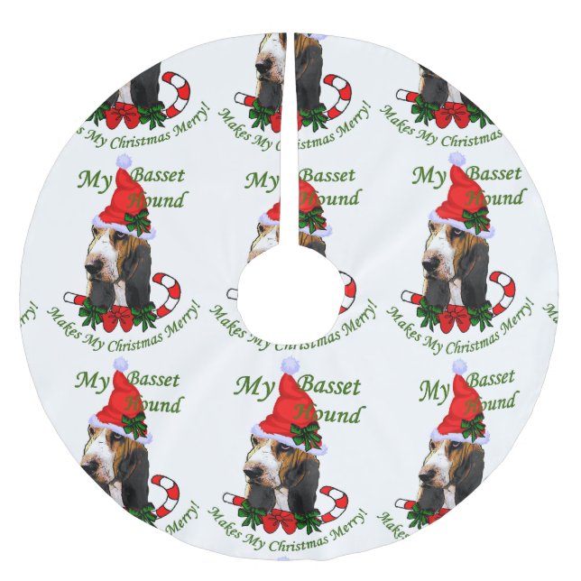 Basset Hound jul Julgransmatta Borstad Polyester (Framsidan)