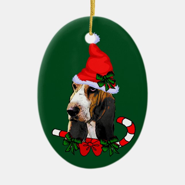 Basset Hound jul Julgransprydnad Keramik (Framsidan)