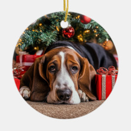 Basset Hound jul Julgransprydnad Keramik