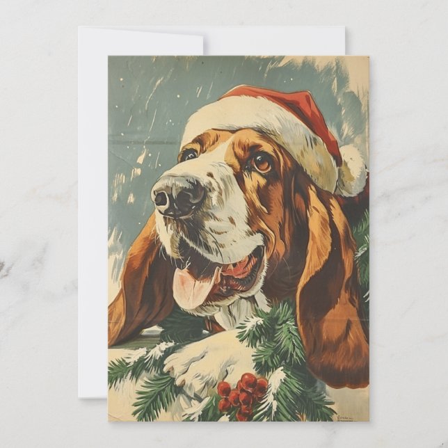 Basset Hound jul Julkort (Framsida)