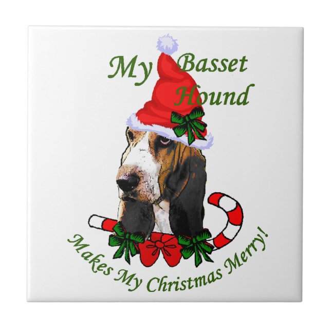 Basset Hound jul Kakelplatta (Framsidan)
