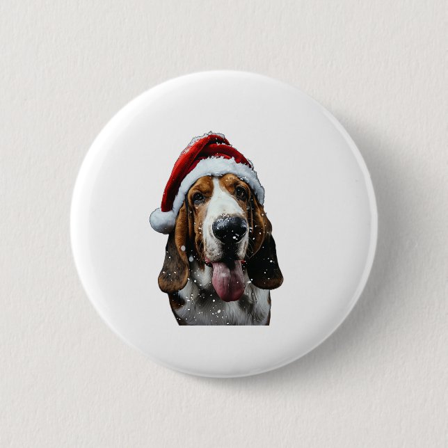 Basset Hound jul Knapp (Framsida)