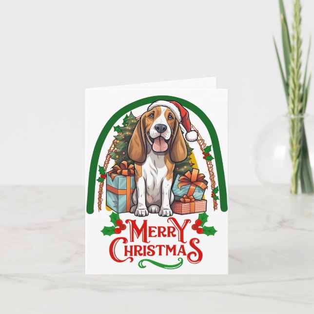 Basset-hound-jul Kort (Framsida)