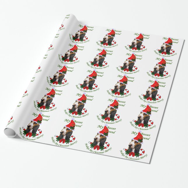 Basset Hound jul Presentpapper (Utrullad)