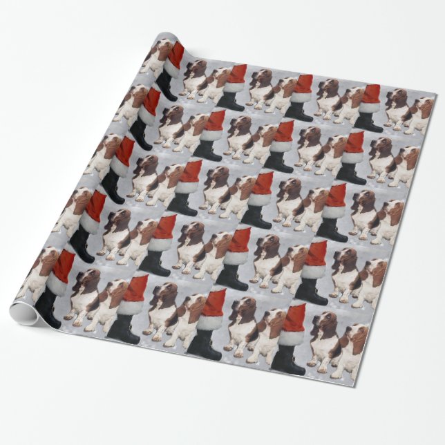Basset Hound jul Presentpapper (Utrullad)