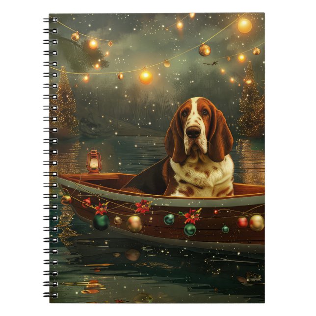 Basset Hound jul - sluten resa Anteckningsbok (Framsidan)