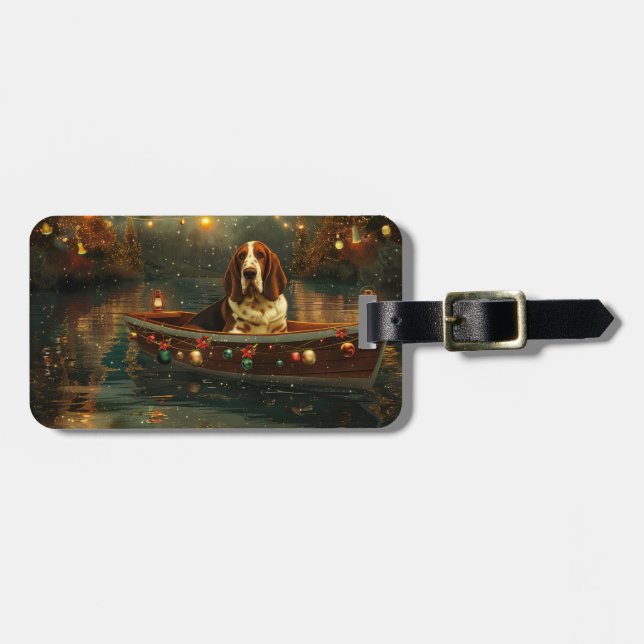Basset Hound jul - sluten resa Bagagebricka (Horisontell Framsida)