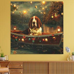 Basset Hound jul - sluten resa Canvastryck