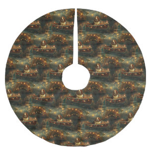 Basset Hound jul - sluten resa Julgransmatta Borstad Polyester