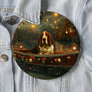 Basset Hound jul - sluten resa Knapp