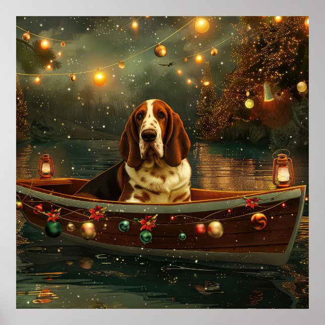 Basset Hound jul - sluten resa Poster (Framsidan)