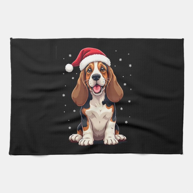 Basset Hound jul-tanktop Kökshandduk (Horisontell)