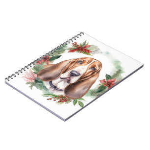 Basset Hound-jul Utandning Festive Valp Anteckningsbok