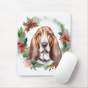 Basset Hound-jul Utandning Festive Valp Musmatta