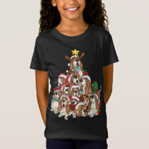 Basset Hound-julen Hund Träd Hund Santa Julafton T Shirt