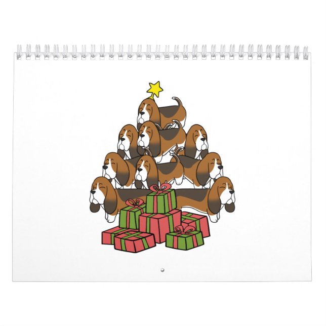 Basset Hound Julgran Kalender (Omslag)