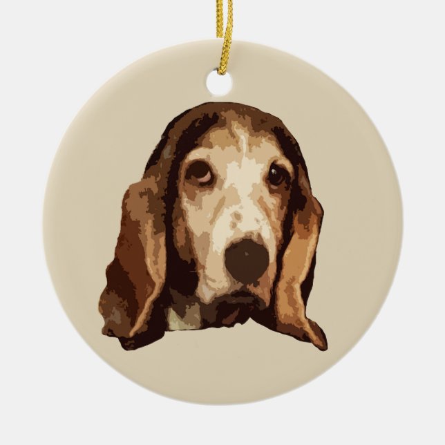 Basset Hound Julgransprydnad Keramik (Framsidan)