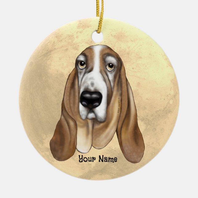 Basset Hound Julgransprydnad Keramik (Framsidan)