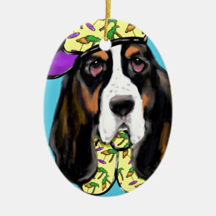 Basset Hound Julgransprydnad Keramik