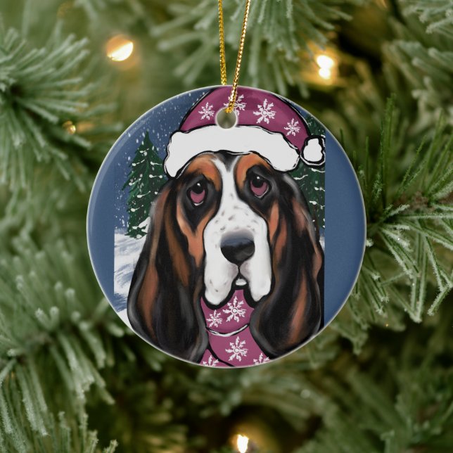 BASSET HOUND  JULGRANSPRYDNAD KERAMIK (Träd)