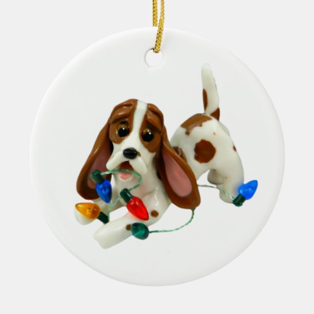 Basset Hound julgransprydnad Keramik (Framsidan)