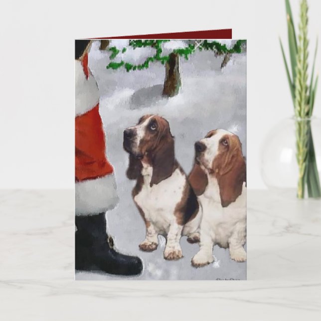 Basset Hound-julklappar Helgkort (Framsida)