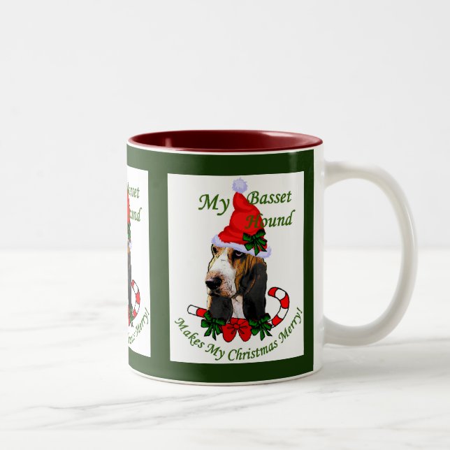 Basset Hound-julklappar Två-Tonad Mugg (Höger)