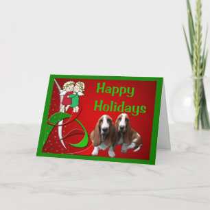 Basset Hound-julkort Little Änglar Helgkort