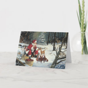 Basset Hound-julkort Santa Skogen Helgkort